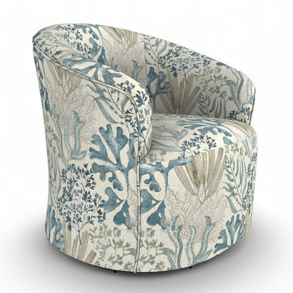 Best Home Kahlari Ocean Fabric Swivel Glider Barrel Chair
