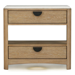Parker House Escape Glazed Natural Oak 2-Drawer Nightstand with Stone Top
