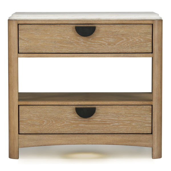 Parker House Escape Glazed Natural Oak 2-Drawer Nightstand with Stone Top
