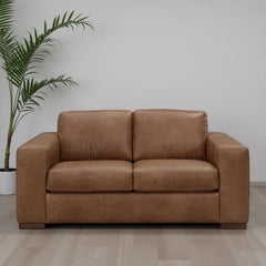 Leather Italia Inglewood Top Grain Italian Vintage Brown Cigar Leather Loveseat