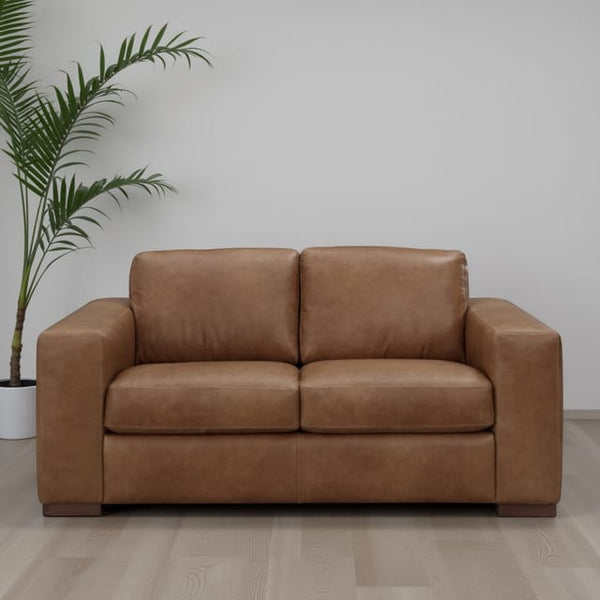 Leather Italia Inglewood Top Grain Italian Vintage Brown Cigar Leather Loveseat