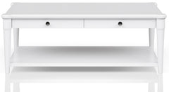 Heritage Coastal Breeze Living 4-Drawer Wood Top Cocktail Table with Casters in White Finish