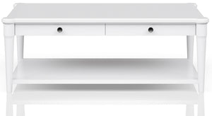 Heritage Coastal Breeze Living 4-Drawer Wood Top Cocktail Table with Casters in White Finish