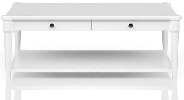 Heritage Coastal Breeze Living 4-Drawer Wood Top Cocktail Table with Casters in White Finish