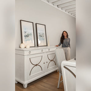 Seawinds Finn & Louise Point Breeze Credenza in Fresh White & Soft Grey Glaze