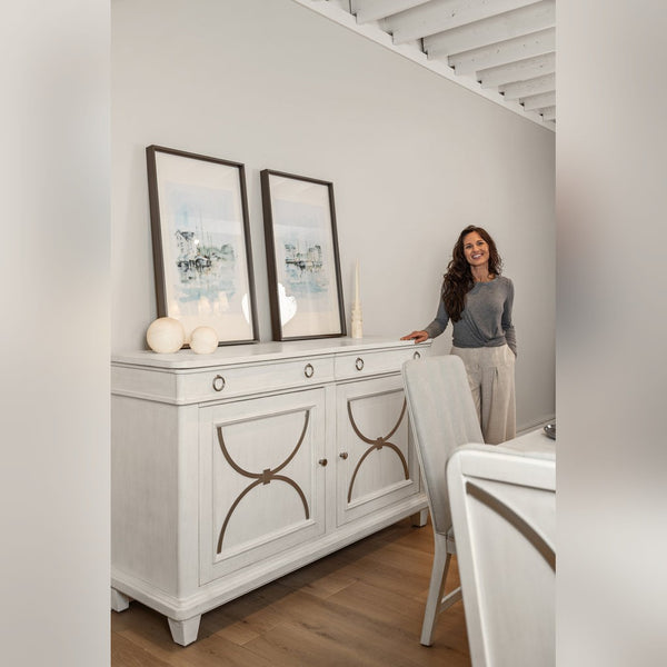 Seawinds Finn & Louise Point Breeze Credenza in Fresh White & Soft Grey Glaze
