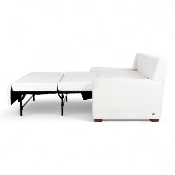 American Leather Lyons 69 Apollo Dakota Cream Fabric Twin Loveseat Sleeper with Mink Finish