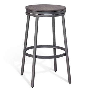 American Woodcrafters Stockton 30-Inch Backless Stool Metal Frame Slate Grey/Grey Oak