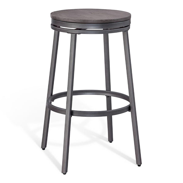 American Woodcrafters Stockton 30-Inch Backless Stool Metal Frame Slate Grey/Grey Oak