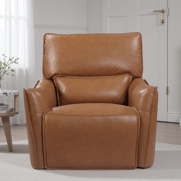 Leather Italia Portland Desert Leather Glider Recliner Chair with USB, Power Headrest & Footrest