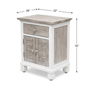 Seawinds Islamorada Clean White & Grey 1-Drawer 2-Door Electrified Coastal Nightstand