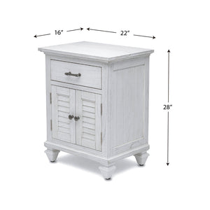 Seawinds Surfside 1-Drawer 2-Door Nightstand with Weathered White Finish