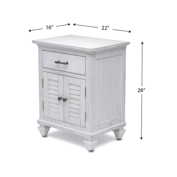 Seawinds Surfside 1-Drawer 2-Door Nightstand with Weathered White Finish