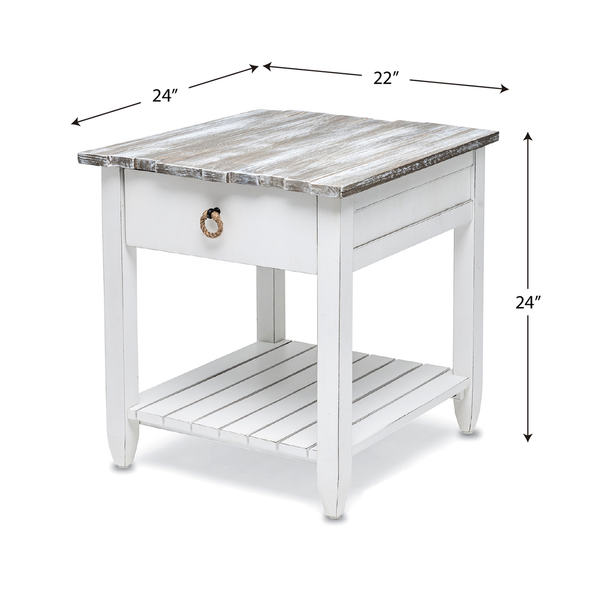 Seawinds Picket Fence End Table Grey/Blanc Finish