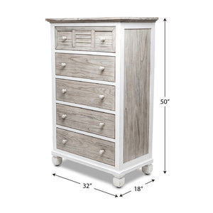 Seawinds Islamorada Clean White & Grey Distressed Grey 5-Drawer Chest