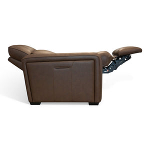 Flexsteel Sense Italian Leather Power Recliner with Power Headrest, Lumbar & Pulse in Espresso