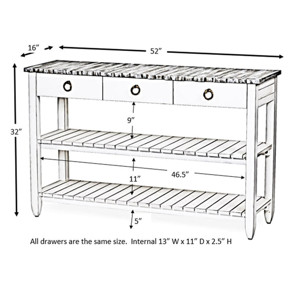 Seawinds Picket Fence Entertainment Center Distressed Bleu/White Finish