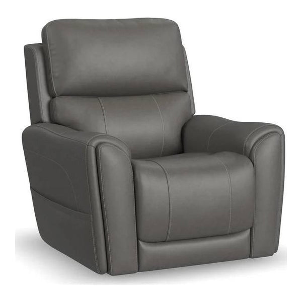 Carter Smoke Fabric Power Lift Recliner with Power Headrest, Lumbar, Heat & Massage