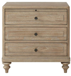 Heritage Coastal Breeze Living 3-Drawer Nightstand with USB in Wire Brushed Sand Finish