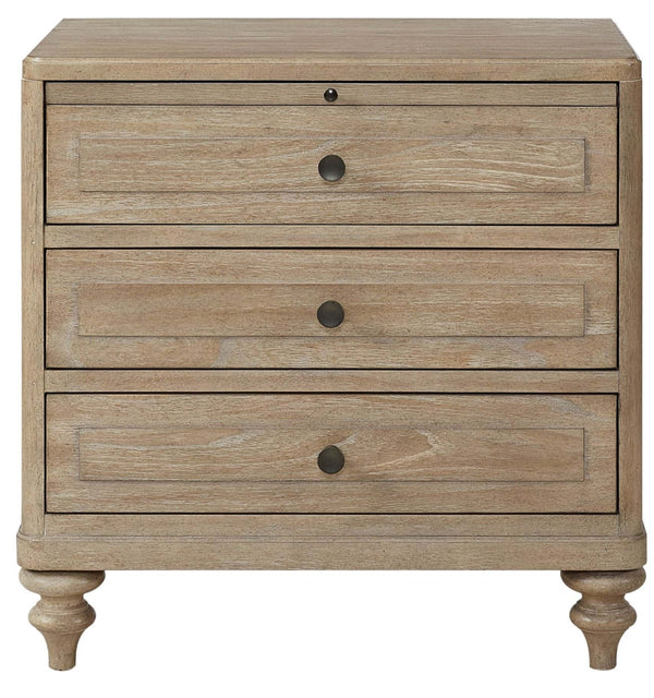 Heritage Coastal Breeze Living 3-Drawer Nightstand with USB in Wire Brushed Sand Finish