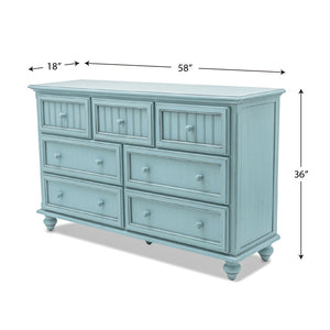 Seawinds Monaco 7-Drawer Dresser Bleu Finish