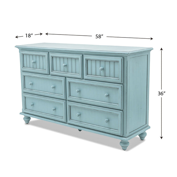 Seawinds Monaco 7-Drawer Dresser Bleu Finish