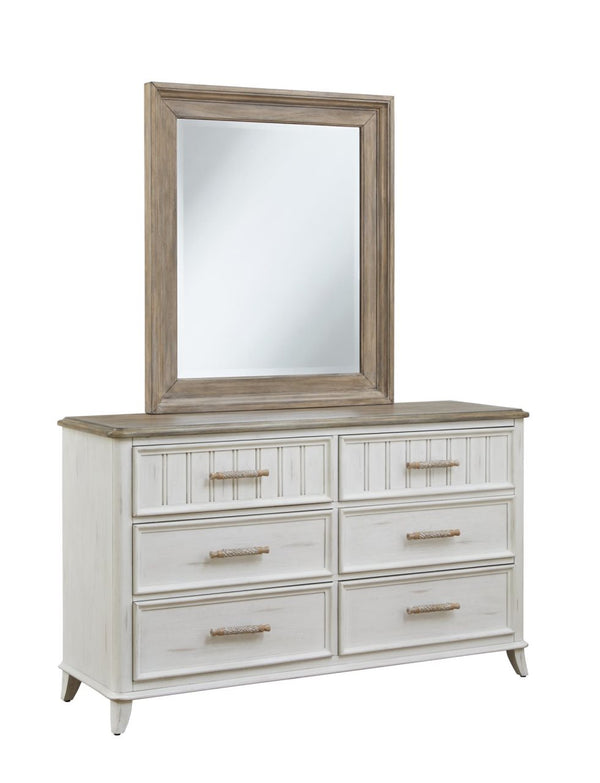 American Woodcrafters Beach Comber Weathered White Mirror