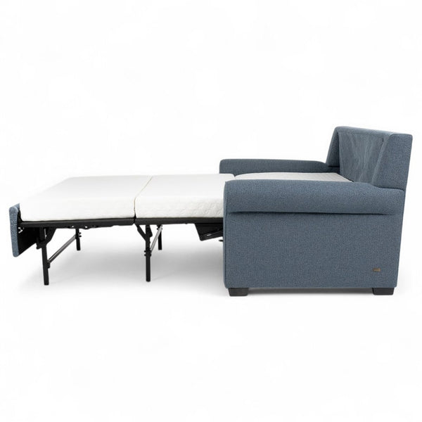 American Leather Gaines 94 Inch Tonic Indigo Fabric King Comfort Sleeper with Mink Finish