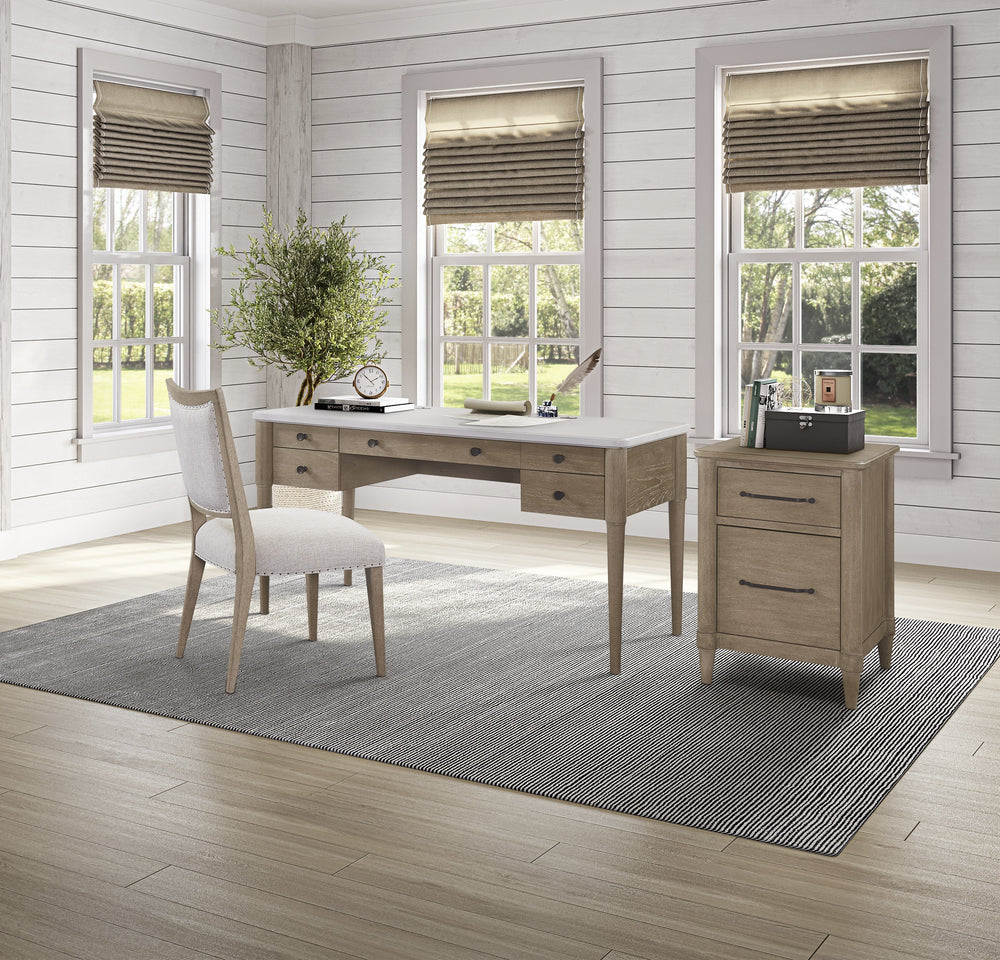 Heritage Coastal Breeze Living 58 Inch 5-Drawer Desk in Sand Finish