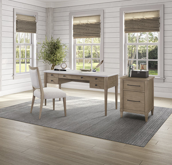 Heritage Coastal Breeze Living 58 Inch 5-Drawer Desk in Sand Finish