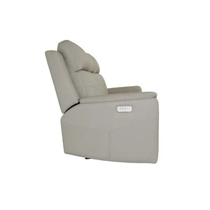 Flexsteel Vernon Triple Power Dove Grey Fabric Sofa with Power Headrest, Lumbar, Heat & Massage
