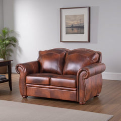 Leather Italia Arizona Marco Leather Loveseat with Nailhead Trim