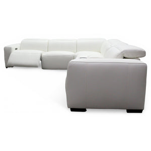 Aspen 6-Piece Power Reclining Sectional in Snow White Leather