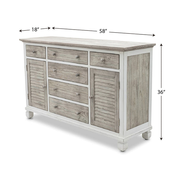 Seawinds Islamorada Clean White & Grey 6-Drawer 2-Door Dresser