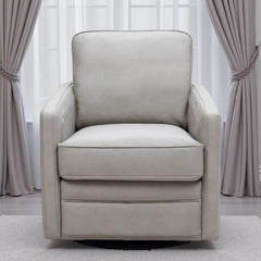 Leather Italia Turner Stone Leather Swivel Glider Chair