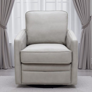 Leather Italia Turner Stone Leather Swivel Glider Chair