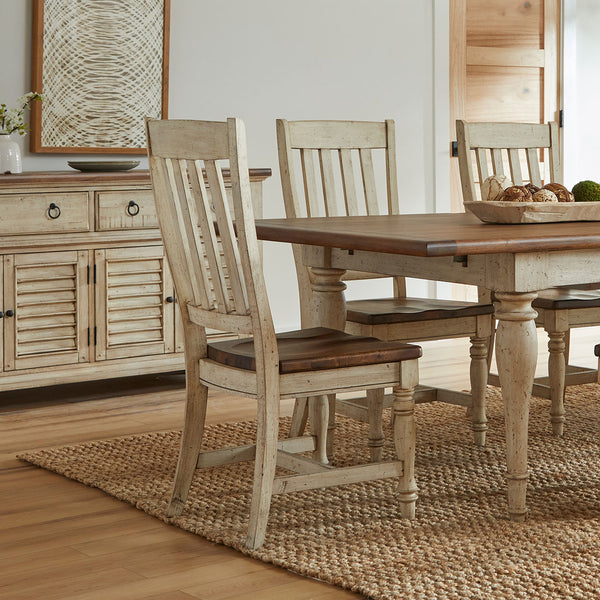 Napa Furniture Belmont Antique Linen & Timbered Brown Dining Side Chair