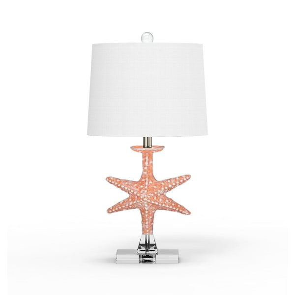Seawinds Lux Lighting Patrick Orange Starfish/Crystal Base Table Lamp