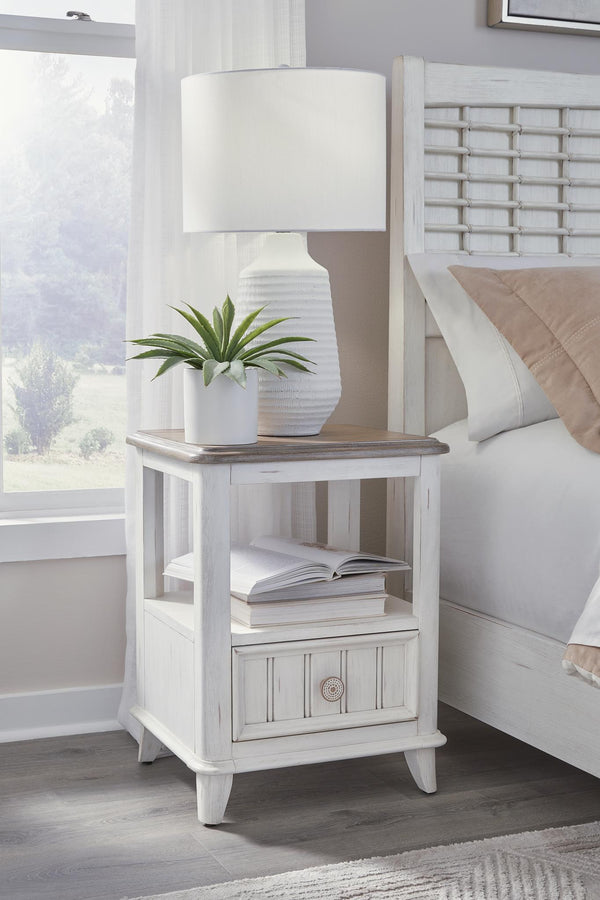 American Woodcrafters Beach Comber 1-Drawer Nightstand Weathered White With Brown Top