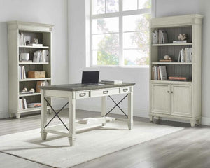 Martin Furniture Hartford Linen White Writing Desk with Gray Patterned Top