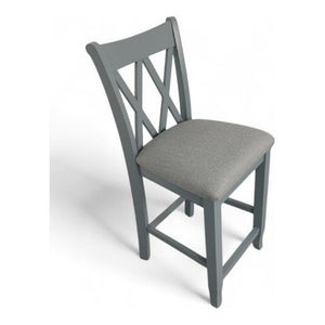 John Thomas Upholstered Stool in Smoke & Phoebe Slate
