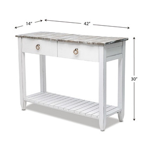 Seawinds Picket Fence Console Serving Table Grey/Blanc Finish