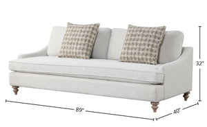 Heritage Coastal Breeze Creamy White Living Sofa with 2 Pillows
