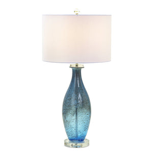 Seawinds Lux Lighting Everly Blue Tone Art Glass with Crystal Base Lamp