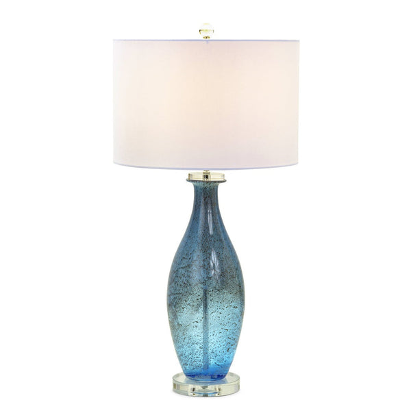 Seawinds Lux Lighting Everly Blue Tone Art Glass with Crystal Base Lamp