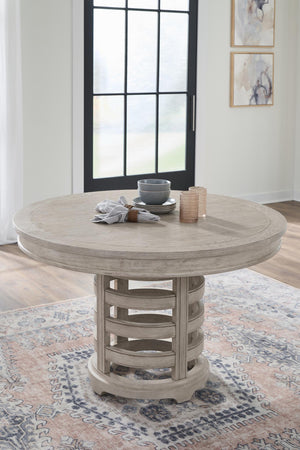 American Woodcrafters Heritage Coast Round 5-Piece Counter-Height Dining Set Sea Oat