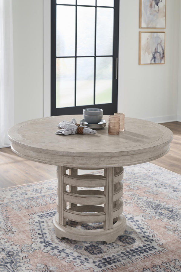 American Woodcrafters Heritage Coast Round 5-Piece Counter-Height Dining Set Sea Oat