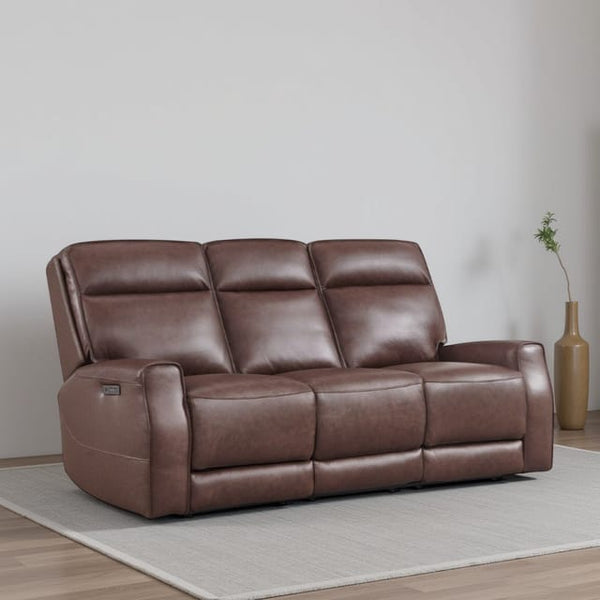 Leather Italia Sydney Zero Gravity Brown Heritage Leather Sofa with USB, Power Headrest & Footrest