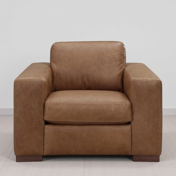 Leather Italia Inglewood Top Grain Italian Vintage Brown Derby Leather Chair