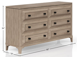 Heritage Coastal Breeze Living Modern 6-Drawer Dresser in Sand Finish